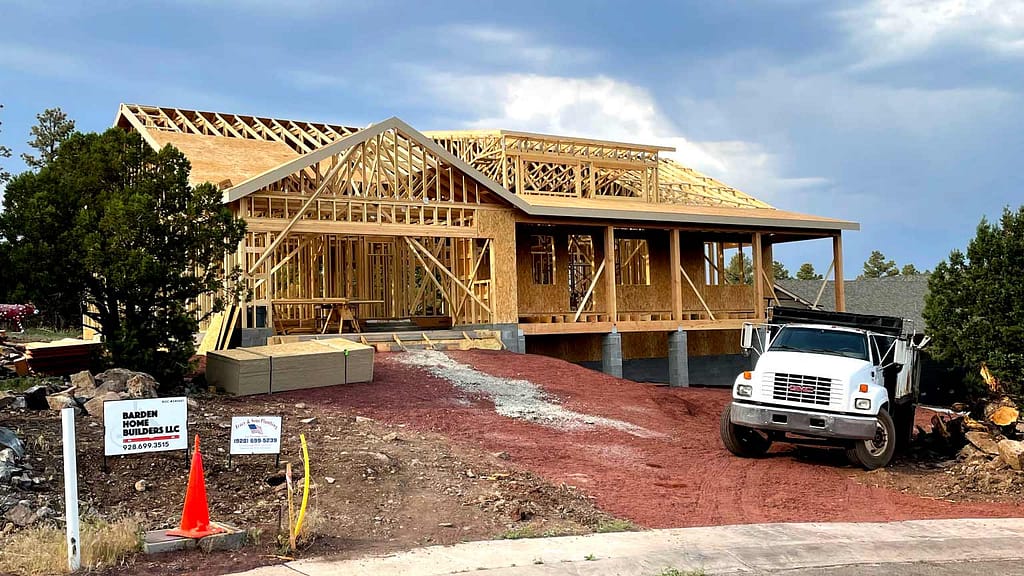 Barden construction site with framed home