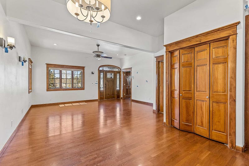 Flagstaff Interior Remodel - Living Room, Entry Door, Solid Wood Flooring